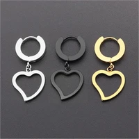 korean style 316 l stainless steel hollow out heart shape drop earrings for women men titanium jewelry vacuum plating