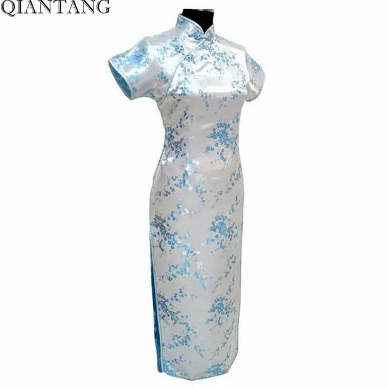 Благородный светильник голубой Традиционный китайский стиль Чонсам Mujere Vestido