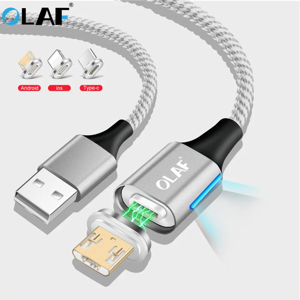 Олаф Магнитный кабель Богомол нейлоновый плетеный Магнит Micro USB быстрая зарядка