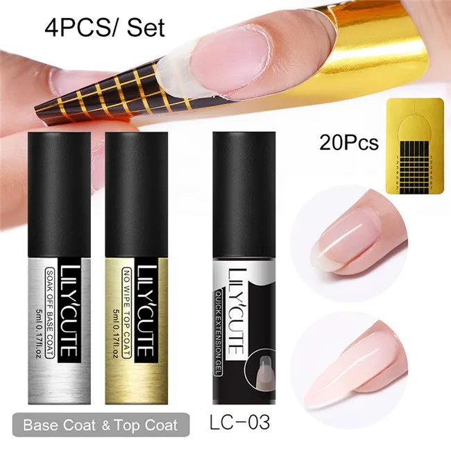 4 Pcs Set 3 LILYCUTE, 5 мл, быстрое удлинение, гель для ногтей, желе, акриловый, поли, УФ-гель, лак, прозрачный, белый, впитывается, УФ-гель для наращивания ногтей - Цвет: 4 Pcs Set 3