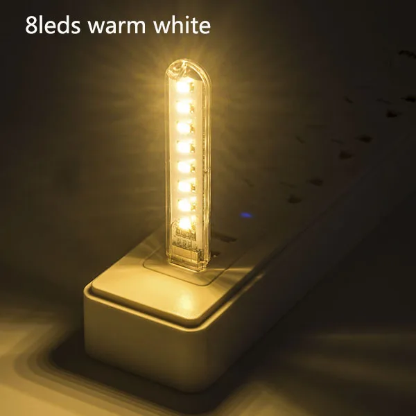 Портативный USB led Настольная лампа мини сгибаемый светодиодный настольный светильник для защиты глаз, чтения книг, светильник s для ноутбука, ноутбука, компьютера - Цвет корпуса: 8led Warm white
