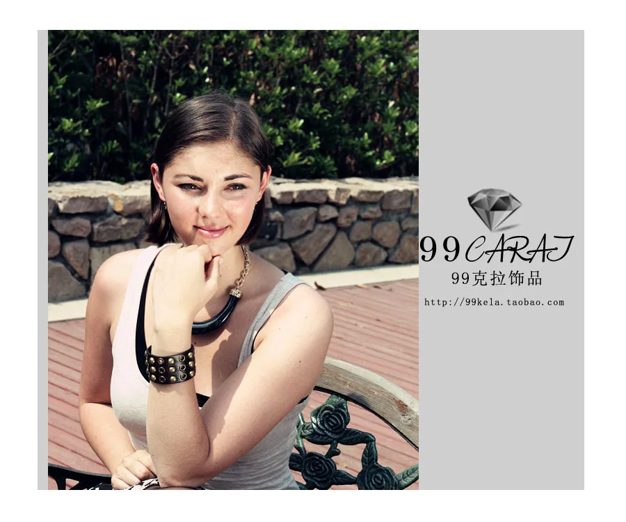 Fashion Jewelry Punk Style Rivet Buckle Brown Leather Bracelets For Women Men Wholesale | Украшения и аксессуары