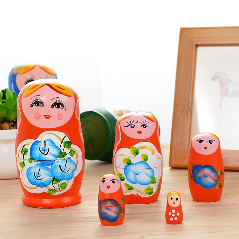 Деревянная игрушка ручной работы 5 шт. Матрешка для девочек Русская детские