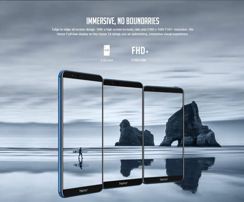 Мобильный телефон 5,9" Honor 7X, 4G LTE, 4 Гб ОЗУ, 64 Гб ПЗУ, Восьмиядерный телефон HiSilicon Kirin 659, Мп+ МП