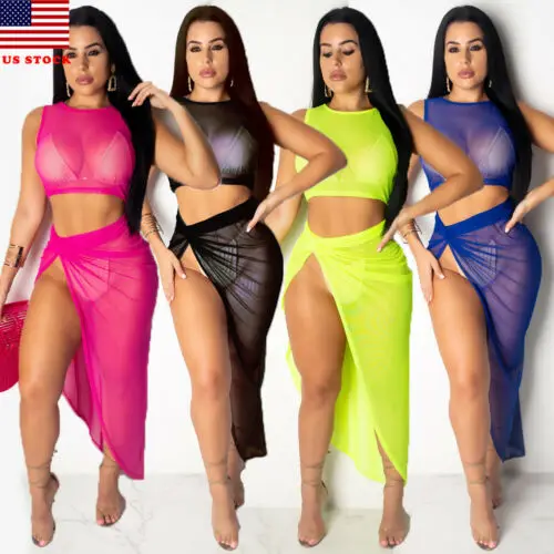 Сексуальный сетчатый пляжный комплект из 2 предметов женский купальник бикини