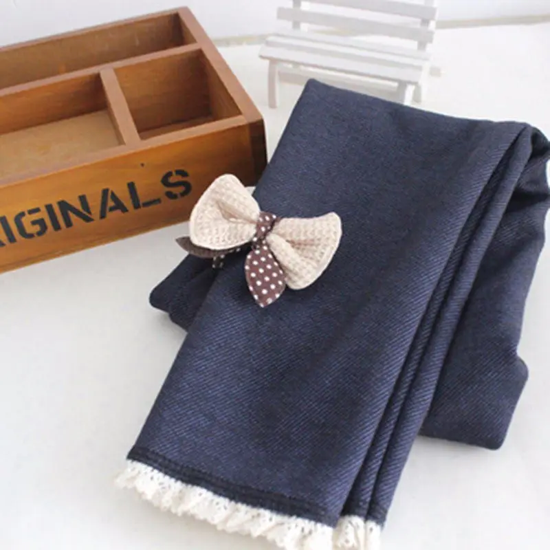 Джинсы из новой коллекции осень зима 2016 с бантом для девочек теплые детские штаны