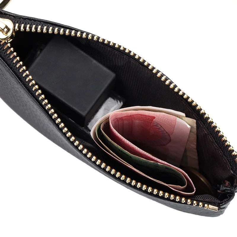 Женский кошелек из натуральной воловьей кожи для монет ключей модный на молнии