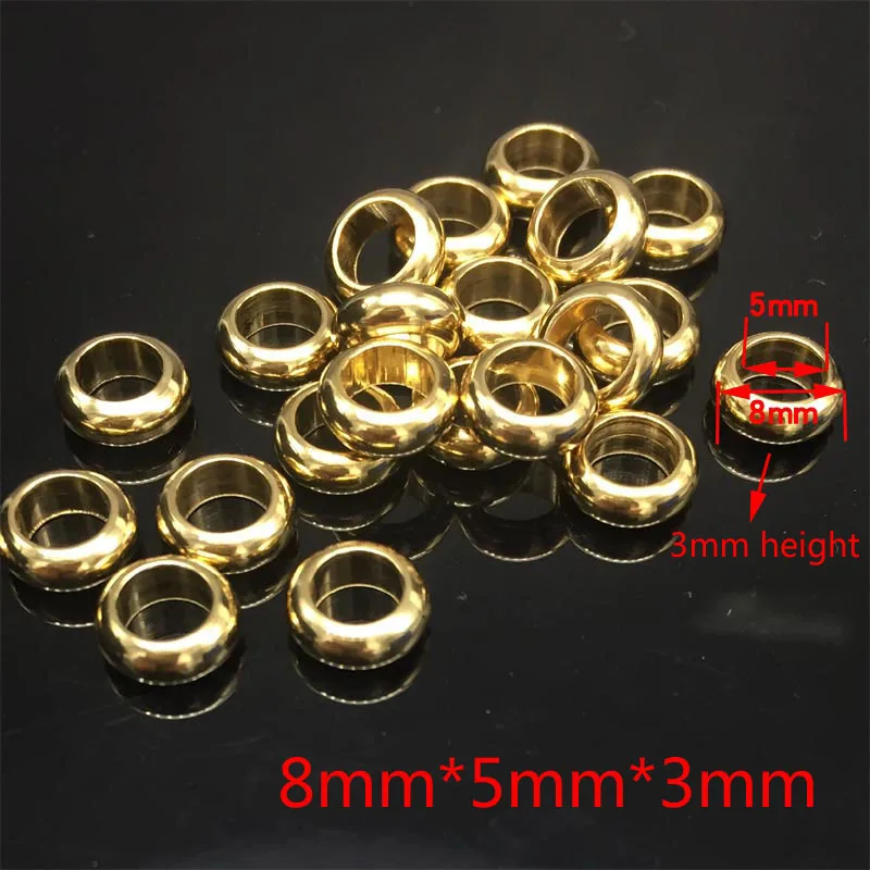 8mm Gold 20 шт, нержавеющая сталь, золото/серебро, тон, большое отверстие, разделитель, бусины, ювелирные изделия, сделай сам, поиск 6 мм/8 мм, аксессуары, rvs бусины, золото - Color: 8mm Gold