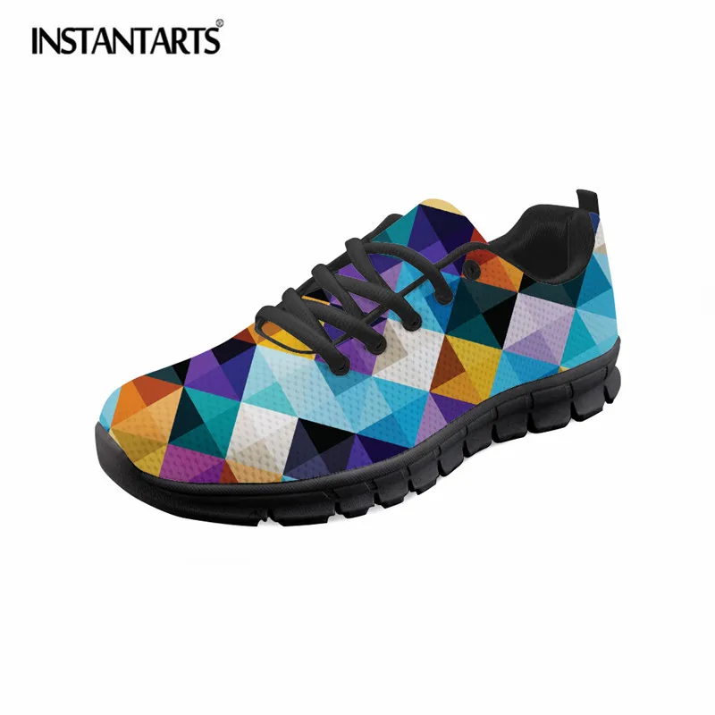 

Мужские сетчатые туфли INSTANTARTS, однотонные, на шнуровке, с геометрическим 3D принтом, дышащие, удобная прогулочная обувь на плоской подошве