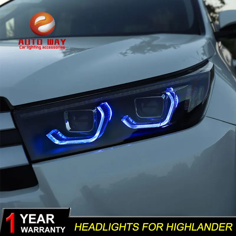Набор для автостайлинга для фары Toyota highlander Kluger highlander все светодиодный светодиодные дневные ходовые огни на передних фарах динамический сигнал поворота