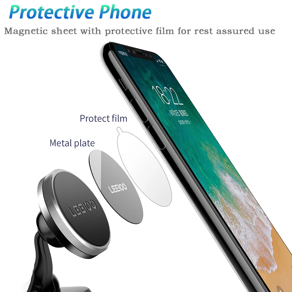 Новинка, магнитный автомобильный держатель для телефона iPhone 7 8, xiaomi, универсальное магнитное крепление, вращающаяся подставка для мобильного телефона, поддержка в автомобиле