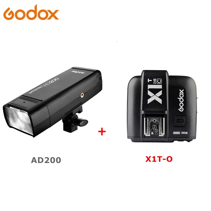 GODOX AD200 ttl 2,4G HSS 1/8000s карманная Вспышка Speedite светильник с двойной головкой 200Ws с X1T передатчиком Литиевая Батарея Вспышка светильник - Цвет: AD200 With X1T-O