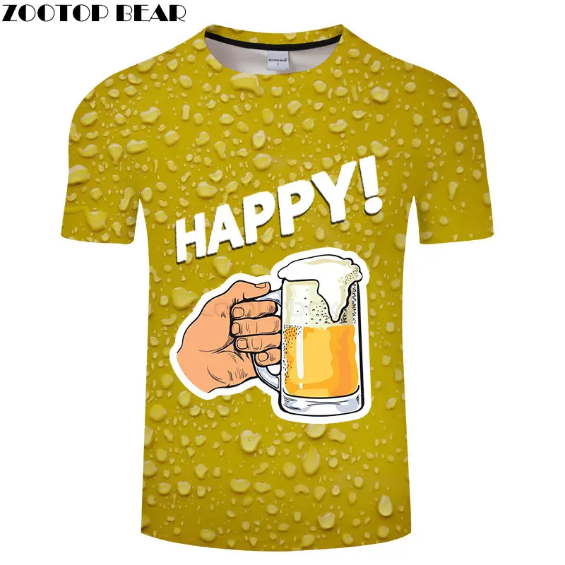 Drink Beer & Bubble 3D футболка для путешествий Мужская летние футболки Забавные с