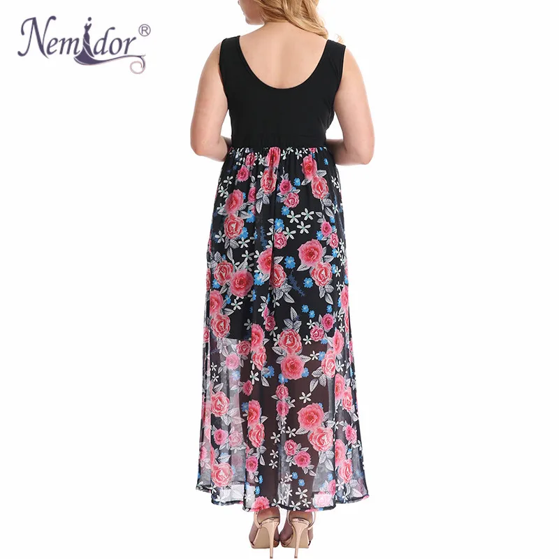 Nemidor женское повседневное шифоновое платье с круглым вырезом плюс размер летнее