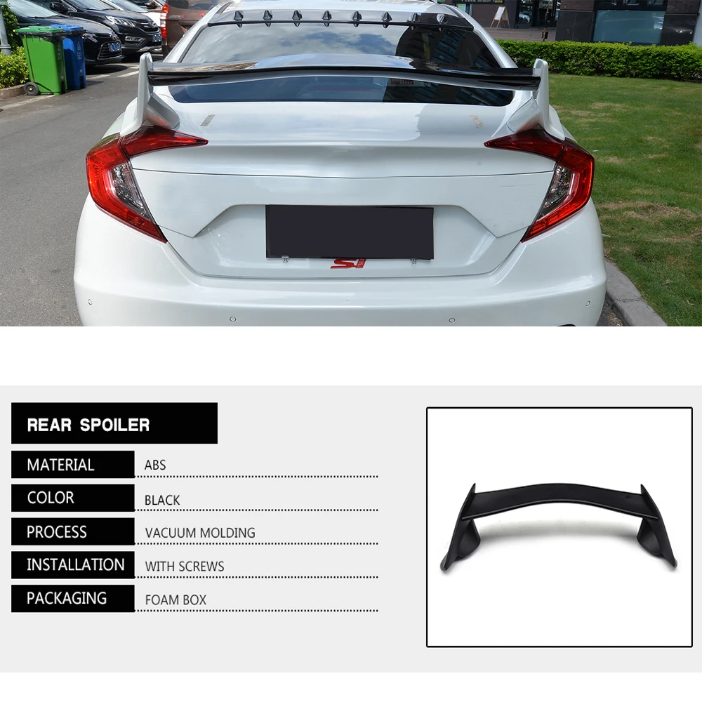 ABS пластик краска картина задний багажник спойлер Подходит для Honda Civic хэтчбек 10th