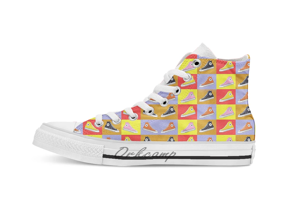 Черный Pop Art All Star Inspired Hi Top Sneaker Повседневная Высокая холщовая Обувь Кеды легкие ботинки для ходьбы - Цвет: Черный