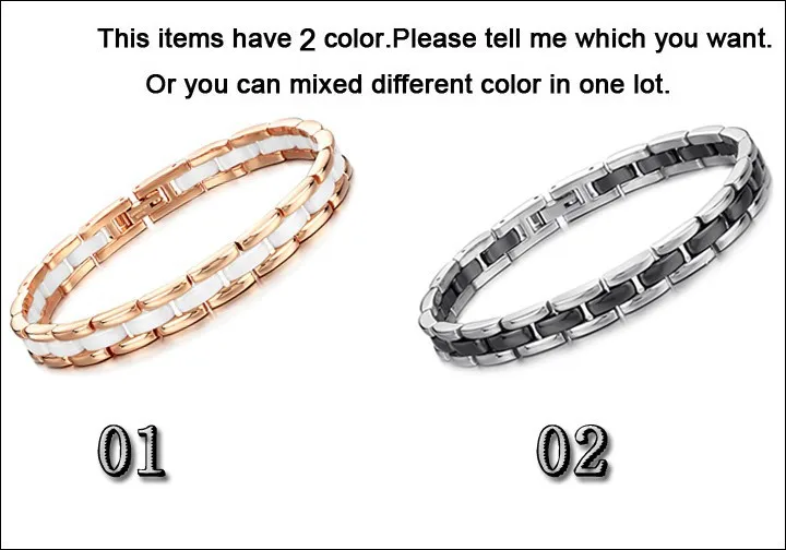 

Exquisite Crystal Titanium Bracelets Bangles Magnetic Germanium Negative ions Far Infrared Tourmaline Men's Jewelry