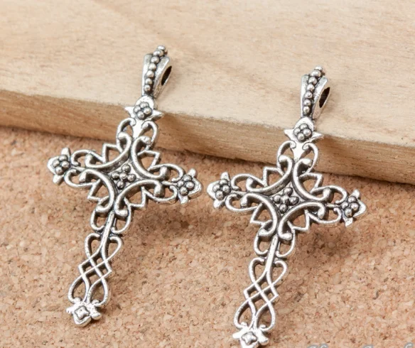 

90pcs Charm Hollow Cross pendant 38x20x2mm 1.7g Antique silver Handmade Jewelry Making DIY Supplies European Alloy accessories