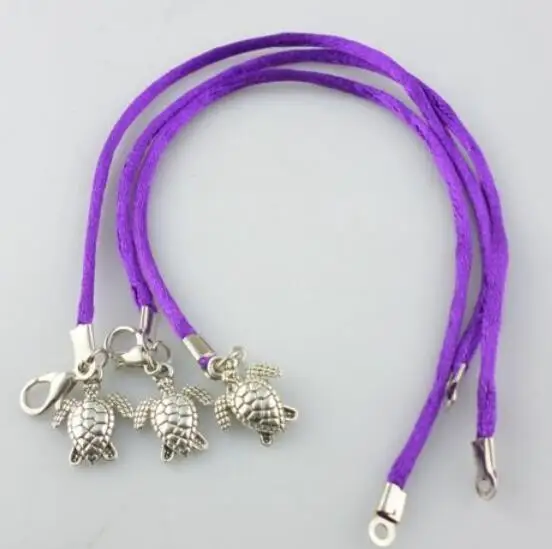 Винтажный серебряный браслет с подвесками в виде черепахи/черепахи нейлоновый