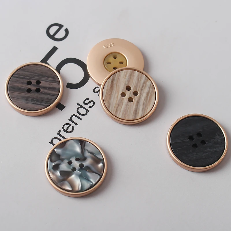 

1lot=5pcs 4-holes button High-grade golden handmade accessories metal Buttons decorate Sewing Blazer Sweaters Handwork Clothing