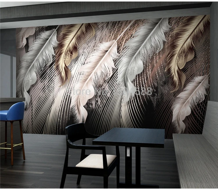 Custom Photo Wallpaper Modern 3D Luxury Feather Line Mural Living Room Restaurant Background Wall Paper For Walls 3 D Home Decor