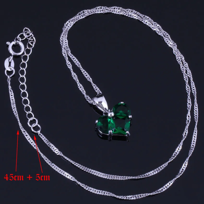 Поглощающие в форме сердца зеленый фианит 925 стерлингового серебра ювелирные