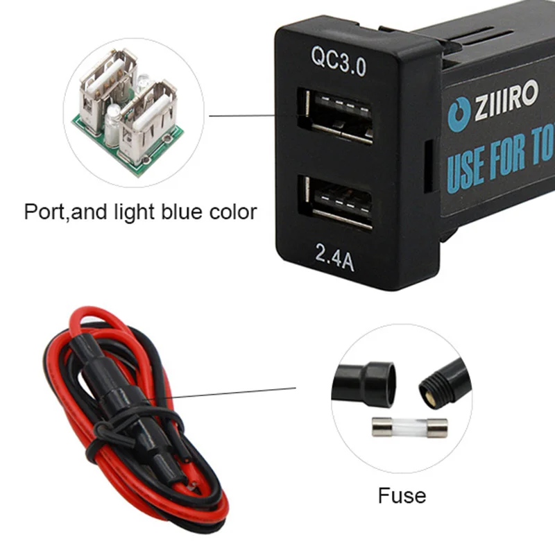 Quik зарядное устройство QC3.0 2 USB 5V 2.4A автомобильное интерфейс разъем Кабели