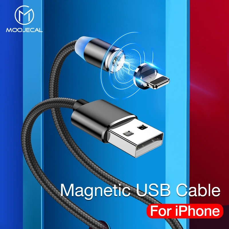 Магнитный кабель MOOJECAL для iPhone X XS Max Xr 8 7 Plus зарядный провод к usb кабелю Samsung Xiaomi Huawei