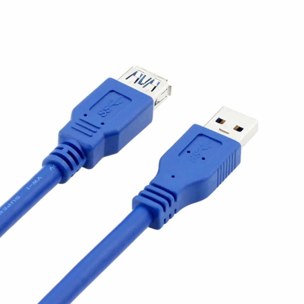 Круглый Голубой USB 3.0 Удлинительный Кабель Мужчина к Женский Расширение Передачи