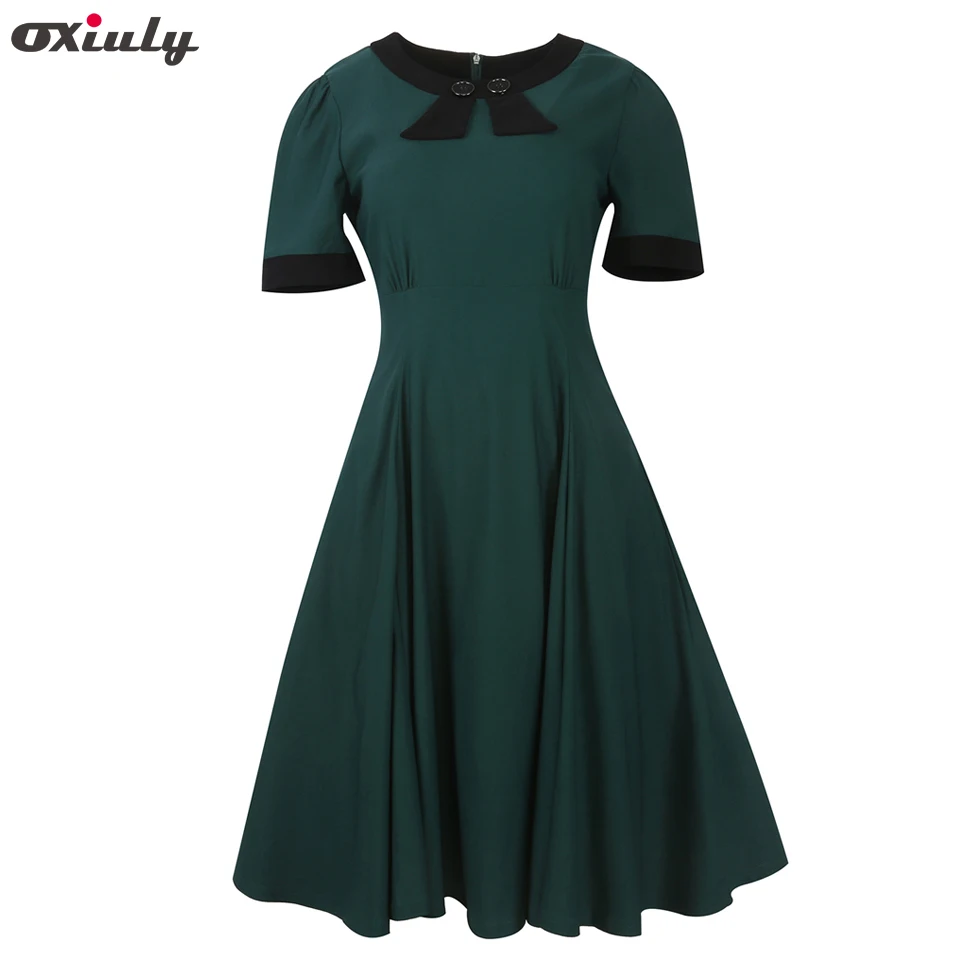 Oxiuly женские элегантные S 1950 Винтаж Pinup ретро рокабилли короткий рукав лук