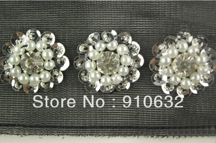 1 ярд черный кружевной цветок Жемчуг Блестки отделка с кристаллами и бисером