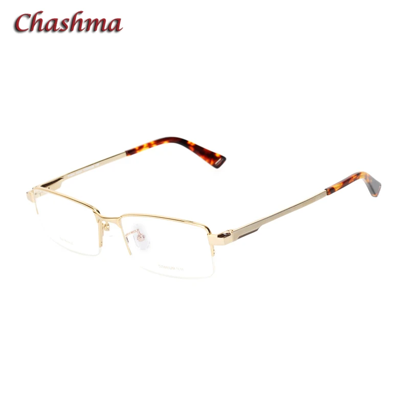 

Men Gold Optical Glasses Frame with Spring Hinge Top Quality Titanium Eyeglass for Prescription Lenses No Nickol EU Eyewear