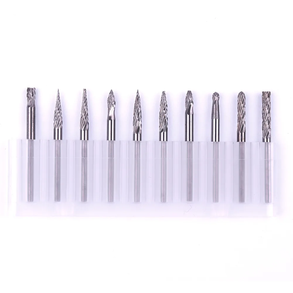 10 шт./компл. 1/8 ''вольфрамовый Карбид резак роторные Заусенцы Набор Dremel