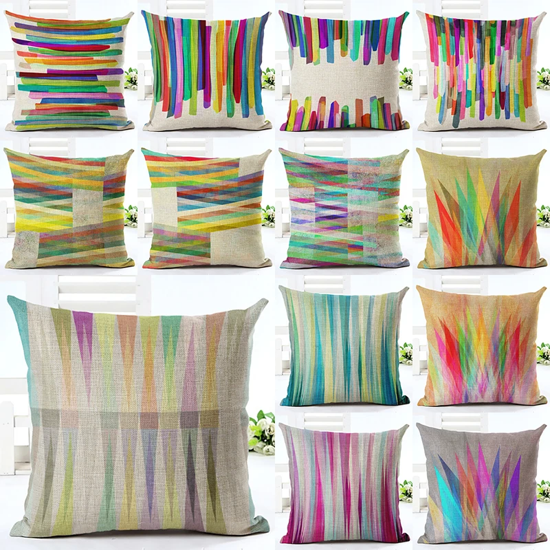Новый Дизайн Мода Стиль Красочные Полосы Throw Подушка Обложка Home Decor Печатных
