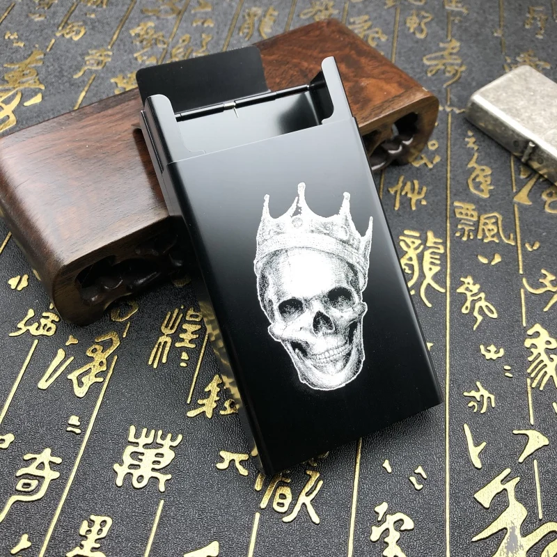 Металлический чехол для курительной сигареты, держатель для King Skull, карманная коробка, держатель для сигарет, контейнер для хранения, аксессуары для курения