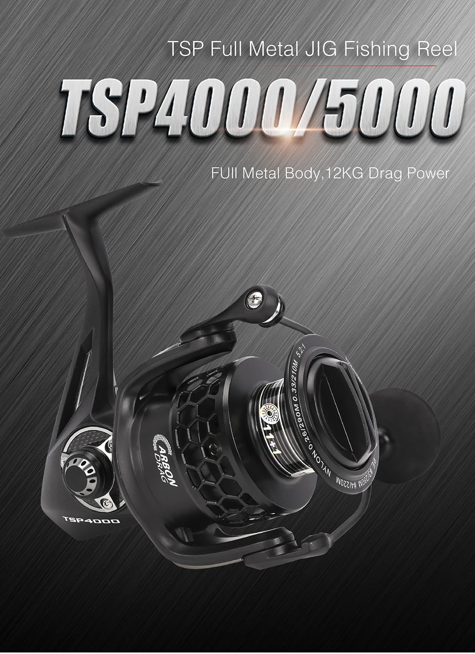 TSURINOYA для рыбалки катушка TSP 4000 5000 12BB Макс Перетащите 12 кг спиннинг карп рыбалка катушка из цельнометаллического корпуса Фидер Катушка морской колеса