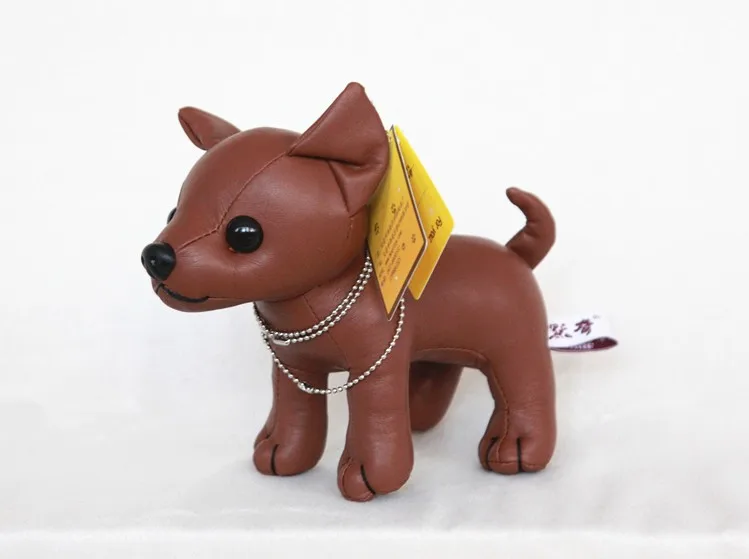 Креативная игрушка искусственная кожа собаки около 20 см черный или коричневый