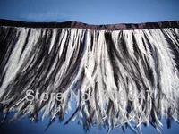 2meterslot height 5 6 ostrich feather fringe double thick ostrich feather trim with blackwhite mixedostrich feathers