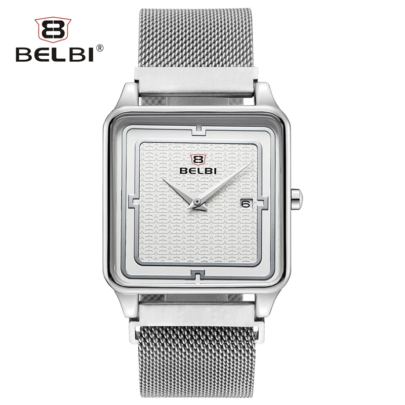 BELBI 2018 Новый Для мужчин часы Бизнес модные спортивные кварцевые из нержавеющей