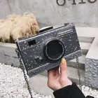 Индивидуальная сумка для женщин, сумка-мессенджер с блестками для камеры, повседневный клатч из искусственной кожи на цепочке, Сумочка через плечо