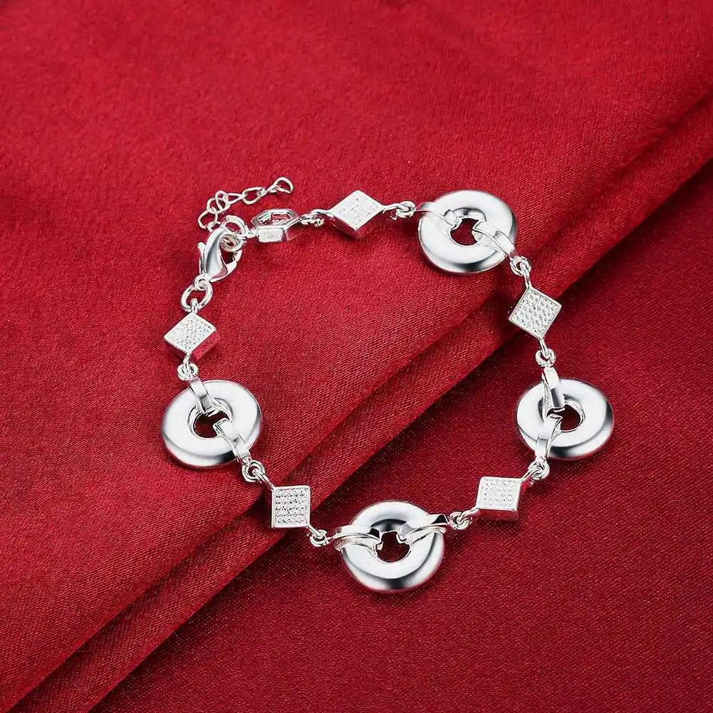 2017 новейшие серебряные браслеты Квадратные с круглыми циркониевыми браслетами