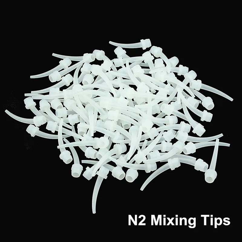 

100 Pcs Dental Materials Intraoral Impression Mixing Tips Nozzles N2 Transparent Mixer Syringe Dentist Products