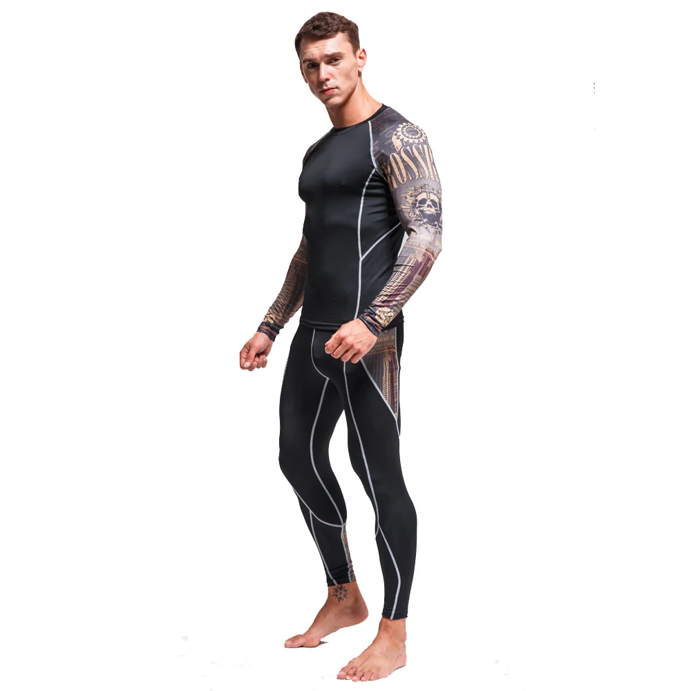 sport suit 7 Мужское спортивное термобелье, спортивное компрессионное нижнее белье, тренировочные колготки для спортзала, быстросохнущая впитывающая одежда - Цвет: sport suit 7