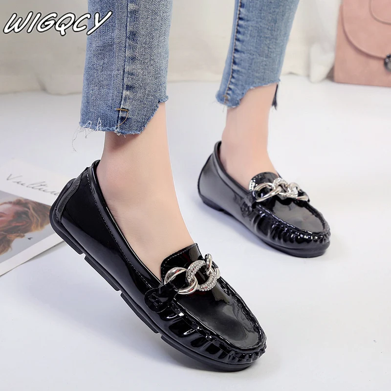 

Single shoes 2020 fashion Solid women's flat bottom non-slip sets of shoes shallow mouth round head PU casual walking shoes