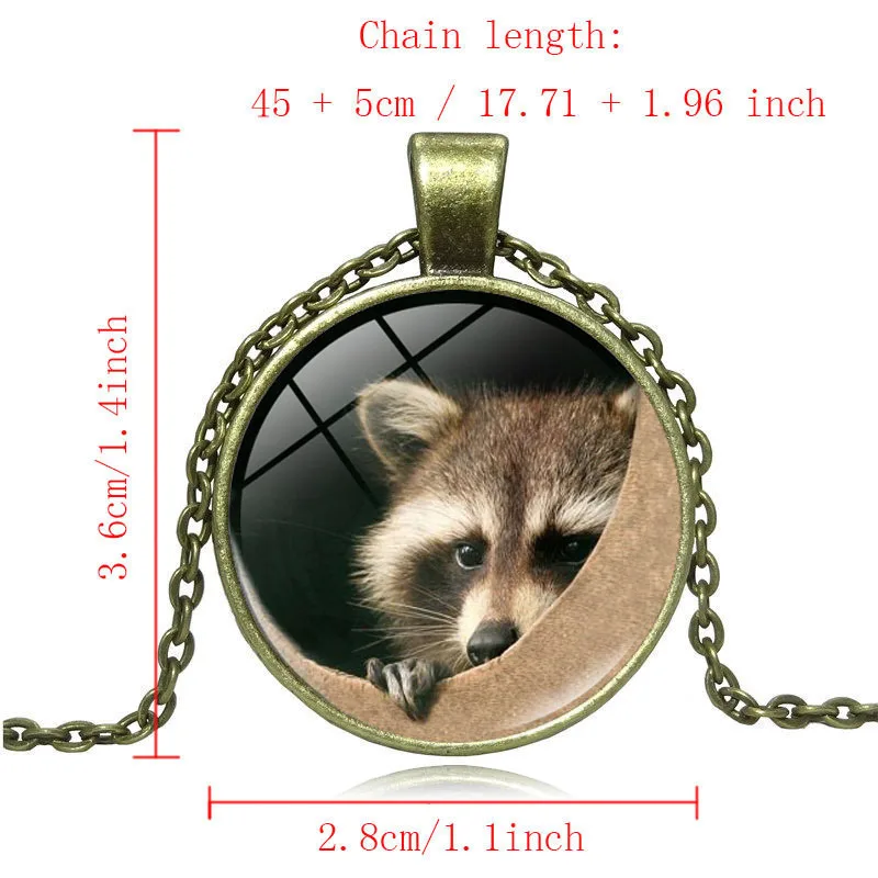 XUSHUI XJ Винтажные Ювелирные ожерелья и кулоны с рисунком енота стеклянный кабошон