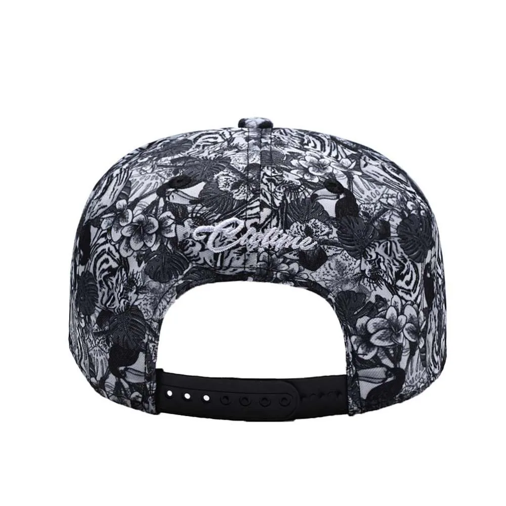 Snapback Кепка с тигром, кепка для мужчин и женщин, регулируемая плоская кепка с цветочным принтом в виде Розы, спортивная летняя Молодежная бейсболка в стиле хип-хоп, Черная