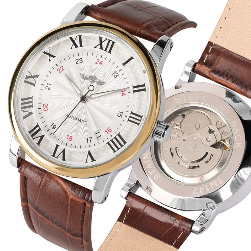 gold bezel Лидирующий известный бренд, мужские деловые часы с автоматическим заводом, мужские часы с автоматической датой, мужские спортивные модные механические наручные часы для мужчин - Цвет: gold bezel