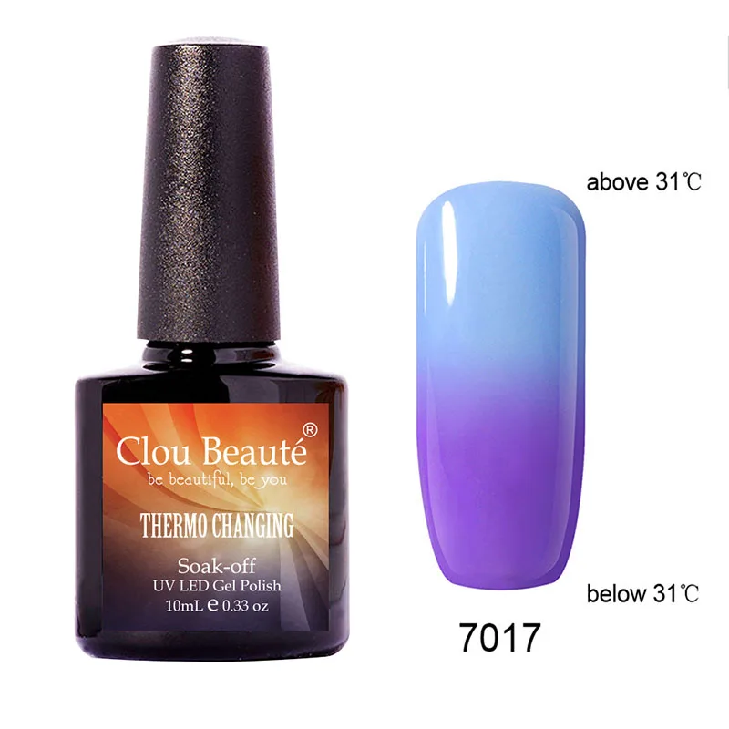 Clou Beaute термо меняющийся Гель-лак для ногтей, блестящий УФ/светодиодный температурный Гель-лак, Гель-лак, впитывающий УФ-гель для ногтей - Цвет: 7017