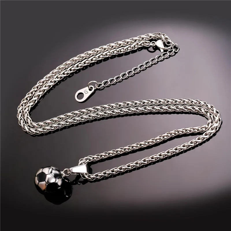 

Starlord Football Soccer Pendant Necklaces Ball Enamel Jewelry Sporty Fashion Gold Color Stainless Steel Chain Men Bijoux GP2299