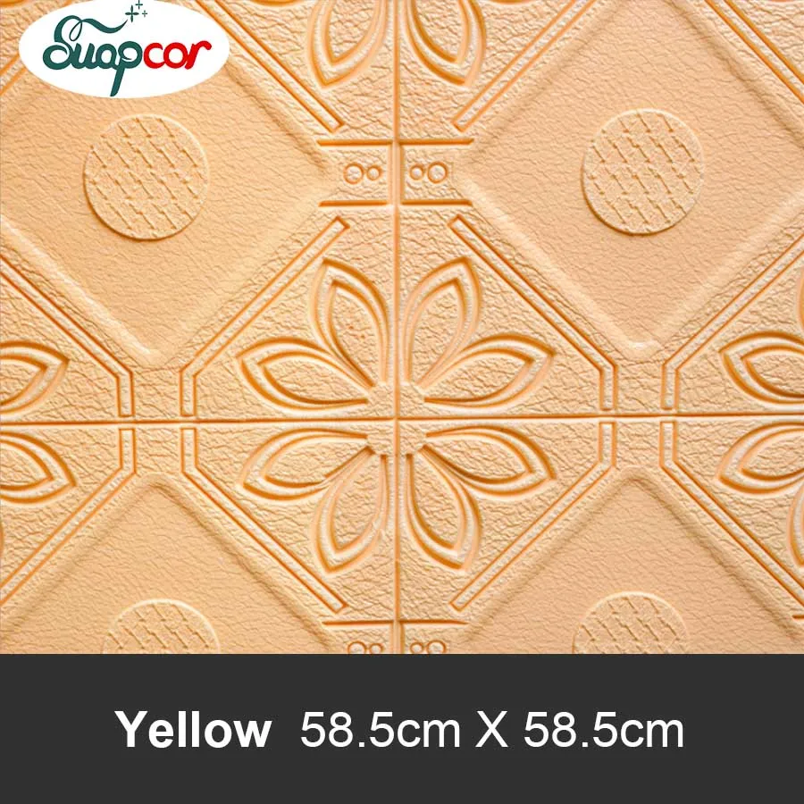Yellow Самоклеющиеся пенные 3D обои водонепроницаемые DIY настенные наклейки для спальни Настенный декор гостиной ТВ потолок креативная настенная панель - Цвет: Yellow